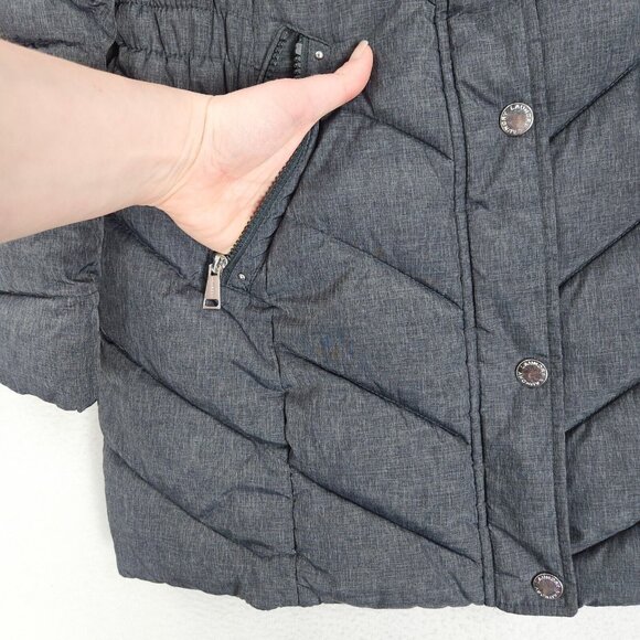 Laundry by Shelli Segal Coat Womens Small Gray Quilted Puffer Parka Full Zip - Picture 3 of 13